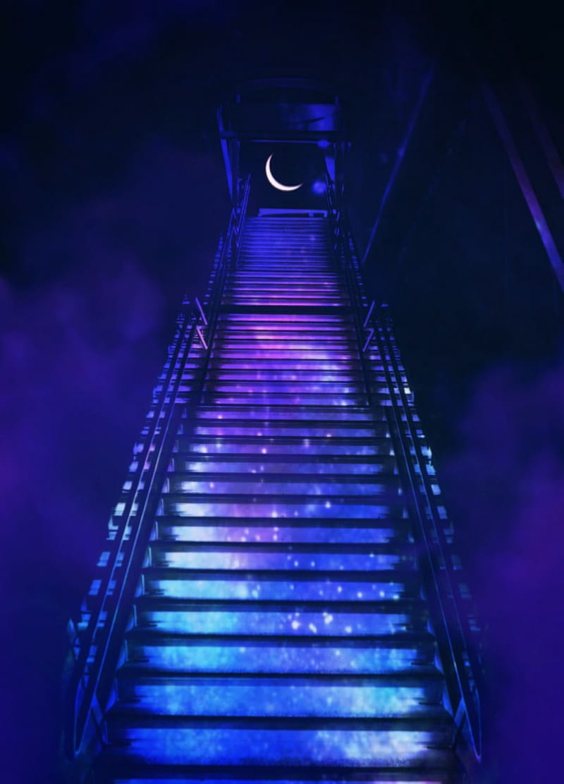 Stairs , clouds, cosmos, indg0, magic, moon, smoke, space, stairs, HD phone wallpaper