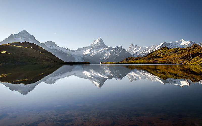 Mountains Meadows Lakes Grindelwald Switzerland, HD wallpaper