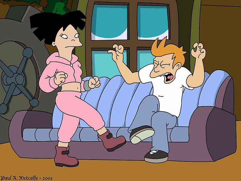 Fry and Amy from Futurama, funny, cartoon, tv, characters, HD wallpaper