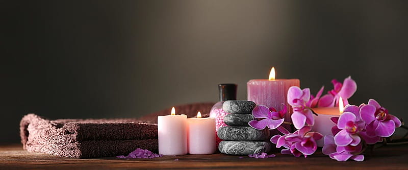 Relaxation, spa, stones, like, candles, HD wallpaper