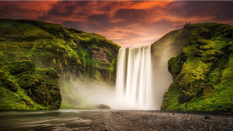 Skogafoss Waterfall Iceland, HD wallpaper