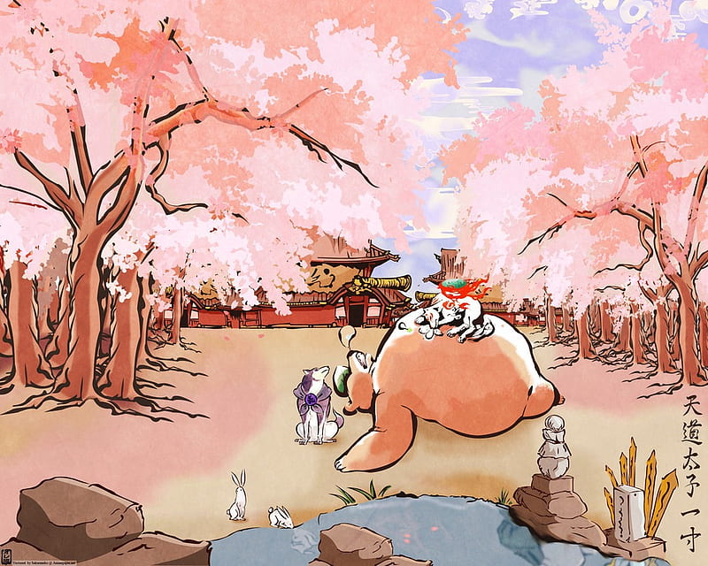 Day Rest, rest, sakura, sleep, ammy, shine, video games, system, trees, console, flowers, funny, bears, okami, dogs, HD wallpaper
