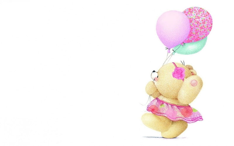 Happy Children's Day!, children, toy, card, cute, balloon, girl, day, teddy bear, pink, HD wallpaper