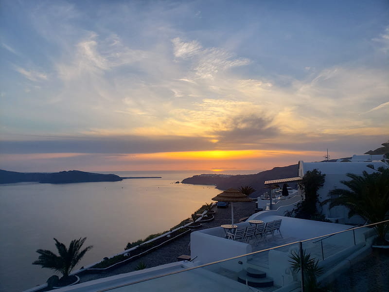 Santorini, aegean sea, greece, island, lovely, night, ocean, sunset ...