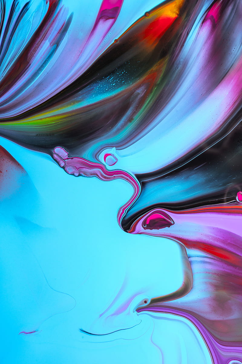 paint, mixing, liquid, stains, colorful, HD phone wallpaper