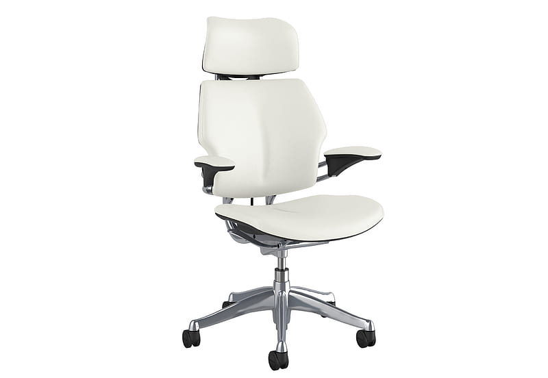 dom Headrest Polished Aluminium - Leather Bizon White, office chairs online, Office Desk Chair, Ergonomic Office Chair, Ergonomic Office Furniture, HD wallpaper