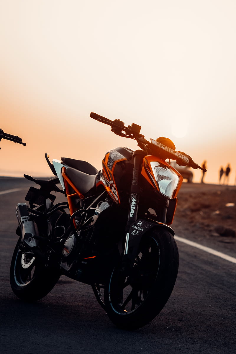 motorcycle, bike, front view, headlight, sunset, HD phone wallpaper
