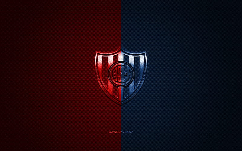 San Lorenzo de Almagro, Argentine football club material design, red blue  abstraction, HD wallpaper