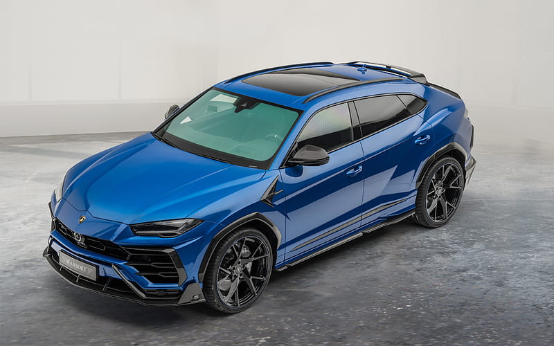 Lamborghini Urus Venatus, 2020, Mansory, exterior, front view, new blue Urus, black wheels, italian cars, Lamborghini, HD wallpaper