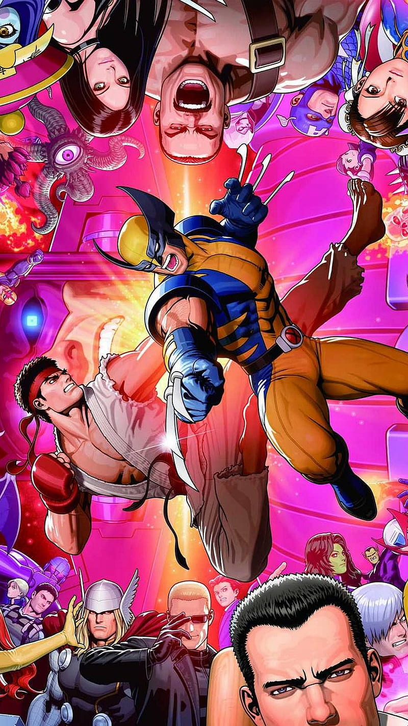 Marvel VS Capcom, capcom, fighter, marvel, ryu, streetfighter, HD phone wallpaper