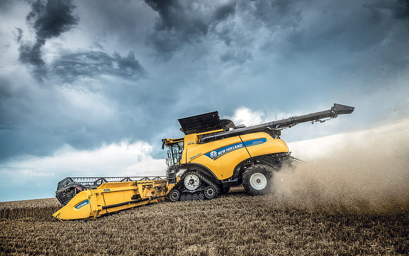 New Holland CR Revelation, 2019, CR10 90, combine harvester, wheat field, agricultural equipment, harvesting, harvester with tracks, New Holland, HD wallpaper