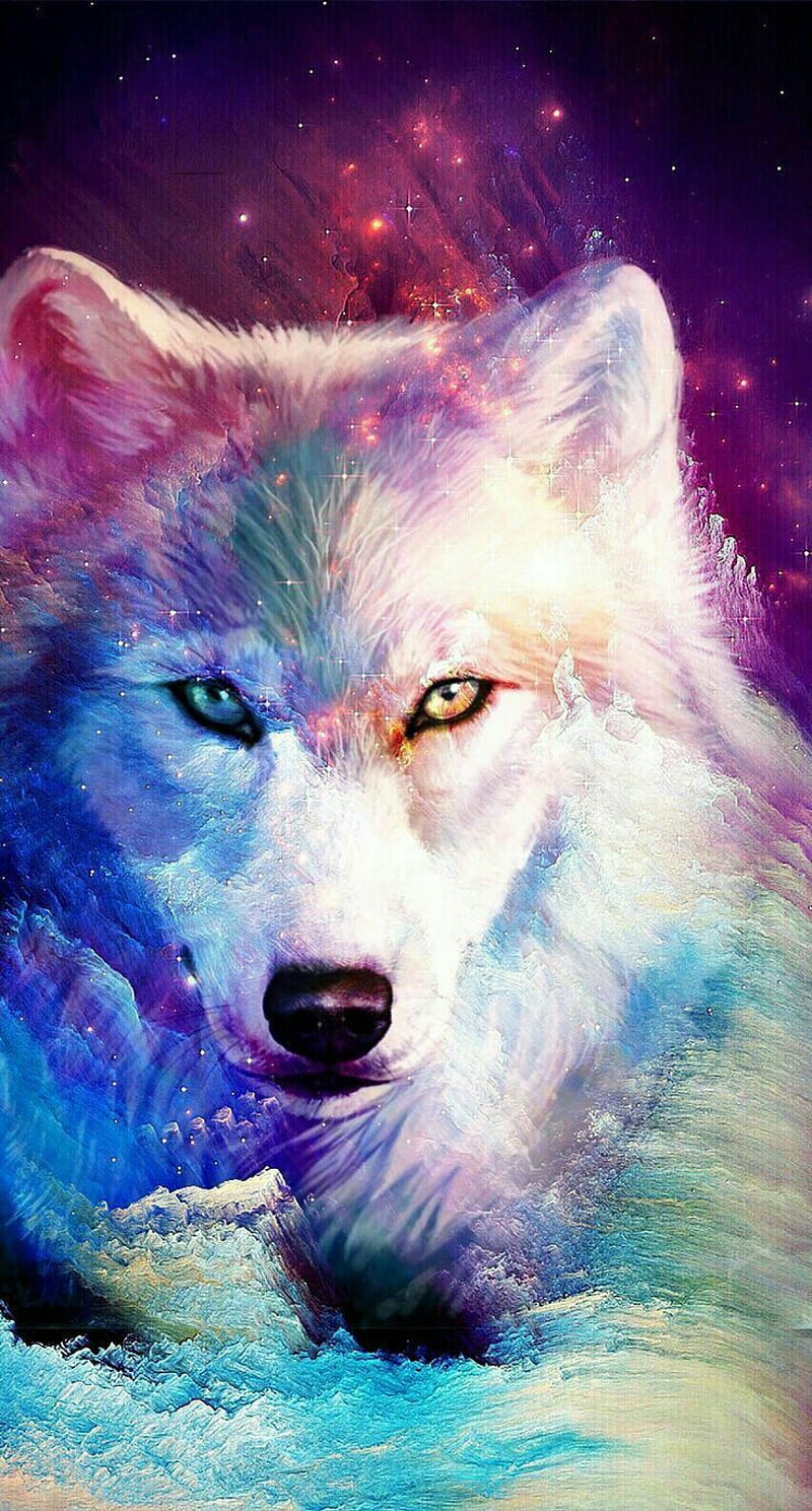 Wolf, blue, cloud, en, galaxy, howl, pink, scar, scars, white, HD phone wallpaper