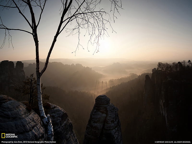 Sunrise Saxony-National Geographic graphy, HD wallpaper