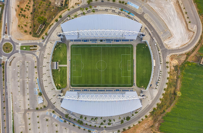 aerial view of green and white stadium during daytime, HD wallpaper