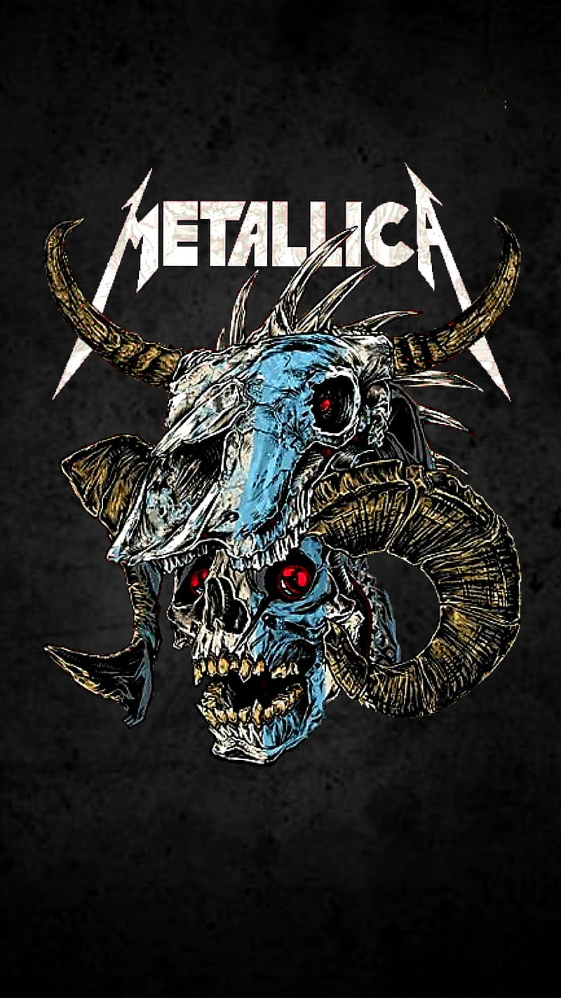 Metallica, cattle skull, horns, logo, mohawk, skull, HD phone wallpaper