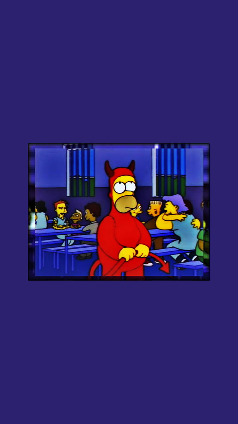 sad devil homer, 2000, bart sad, homer simpson, homero, sad, the simpsons, triste, HD phone wallpaper