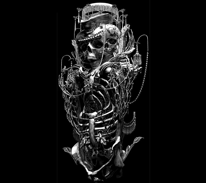 Skull Abstract Music, abstract, dead, desing, illustration, king, skull, HD wallpaper