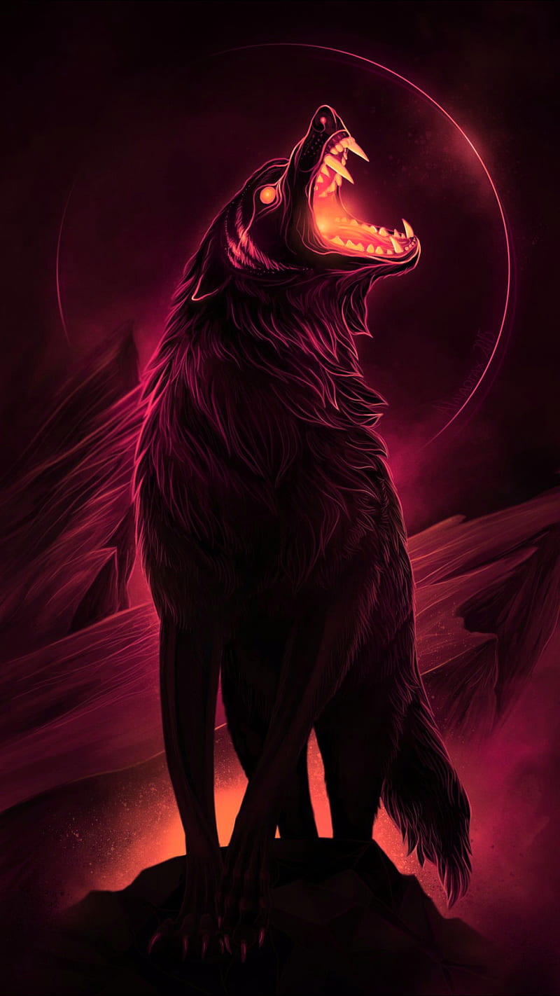 Angry wolf, animal, fantasy, mad, teeth, HD phone wallpaper