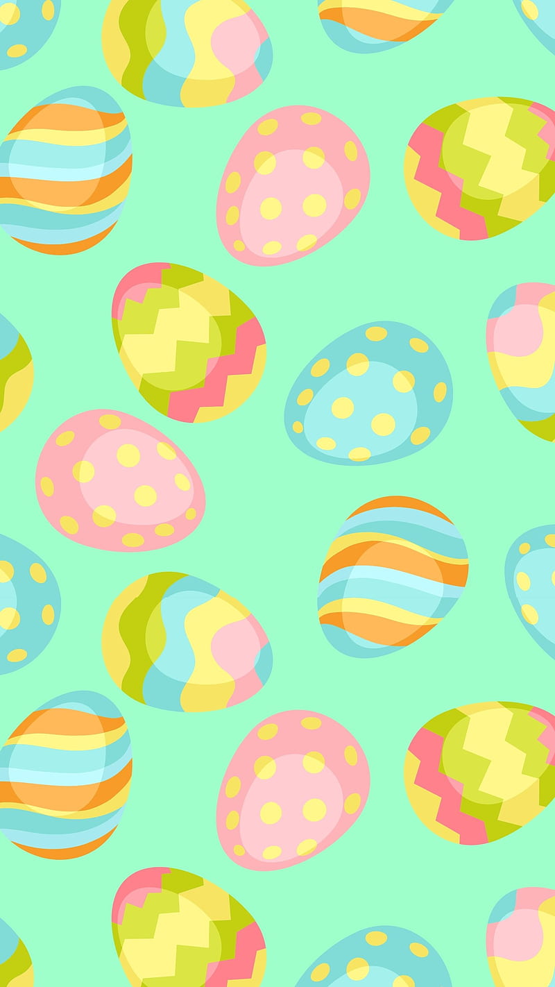 Easter Eggs Pattern, adorable funny bunnies, aesthetic bunny rabbit, colorful easter egg, kawaii theme, little sweet bunnies, lovely easter eggs, spring holiday theme, summer Easter, sweet pattern, wonderland, HD phone wallpaper