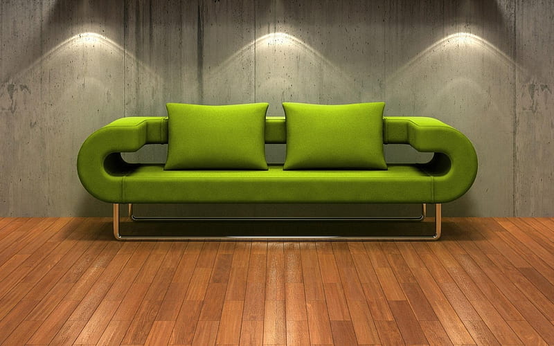 Modern style, nice modern, green, green sofa, interior design, room, HD wallpaper