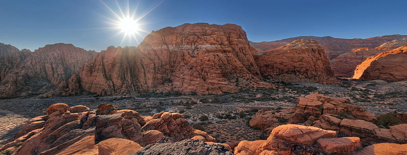 Snow canyon, cliffs, landscapes, arizona, sunrise, shrubbery, HD wallpaper