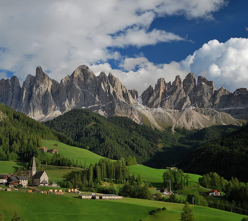 Italy, cloud, field, magdalena, mountain, nature, santa, HD wallpaper