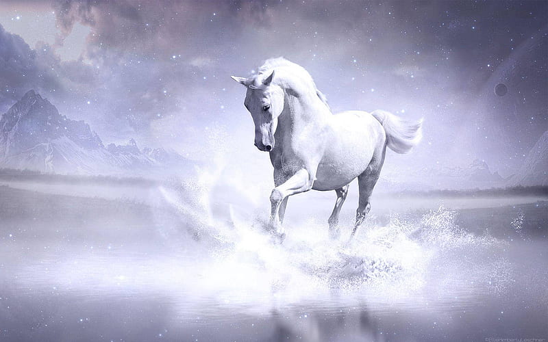 Realistic White Horse Painting, Running White Horse, HD wallpaper | Peakpx