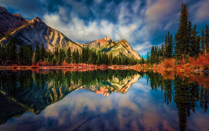 Kananaskis country, autumn, lake, mountains, beautiful nature, Calgary, Alberta, Canada, North America, Canadian Nature, HD wallpaper