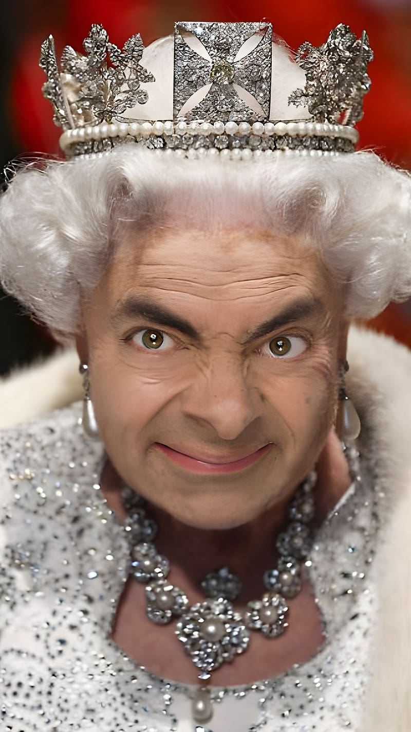 Mr Bean Queen, angry look, funny, old age, rowan atkinson, HD phone wallpaper