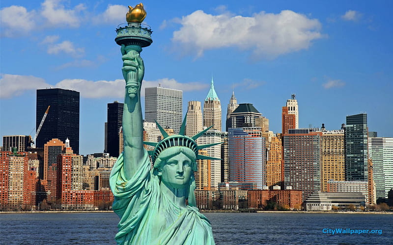 new york statue of liberty, liberty, york statue, new, sky, HD wallpaper