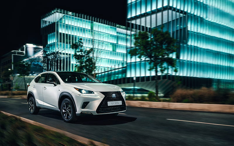 Lexus NX, 300h, Sport, 2018, luxury white crossover, exterior, front view, new white NX, Japanese cars, Lexus, HD wallpaper