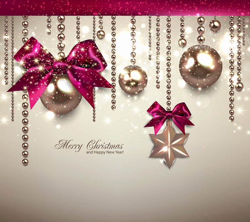 Merry Christmas To All!!!, Christmas, ornaments, bonito, bows, gold ...