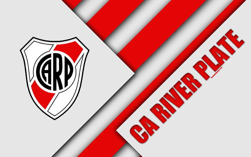 CA River Plate, logo, emblem, Argentine football club material design, white red abstraction, Buenos Aires, Argentina, football, Argentine Superleague, First Division, HD wallpaper