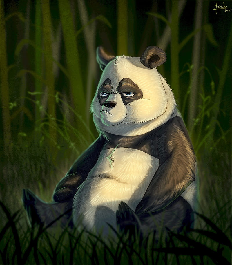 panda, bear, art, emotions, discontent, HD phone wallpaper