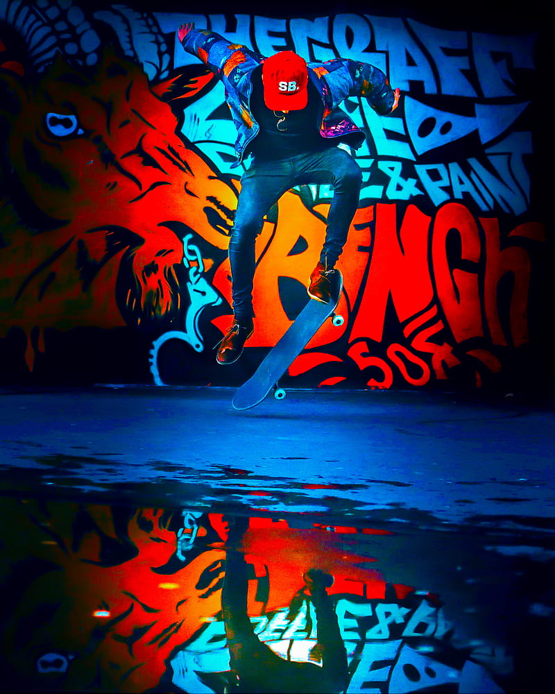 Graffiti Skateboard, colors, street, wall, HD phone wallpaper