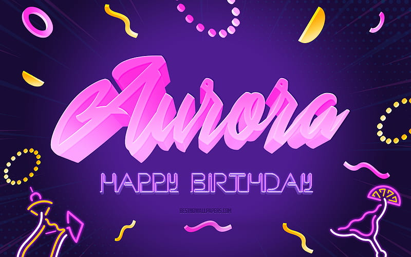Happy Birtay Aurora Purple Party Background, Aurora, creative art, Happy Aurora birtay, Aurora name, Aurora Birtay, Birtay Party Background, HD wallpaper