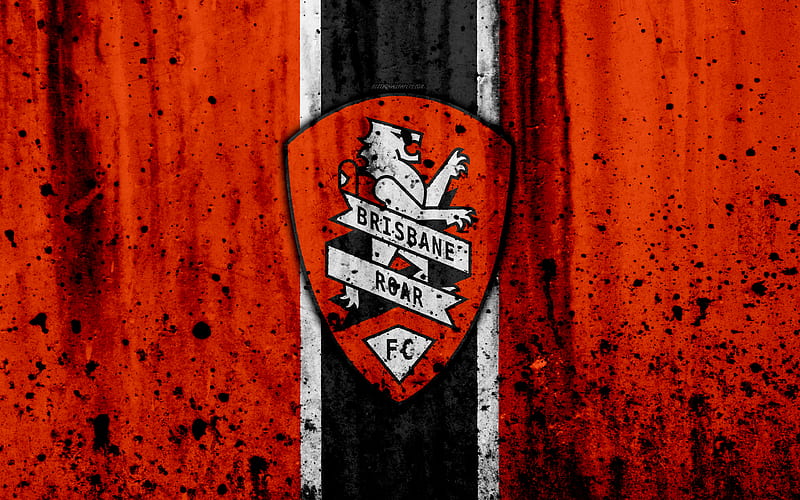 FC Brisbane Roar, grunge, A-League, soccer, football club, Australia, Brisbane Roar, logo, stone texture, Brisbane Roar FC, HD wallpaper