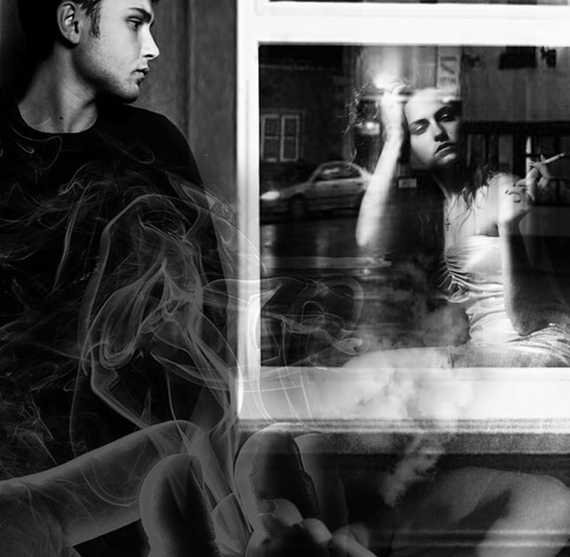 Without you... without me..., guy, black and white, man, lonely, woman, girl, love, sad, hand, sorrow, smoke, couple, HD wallpaper