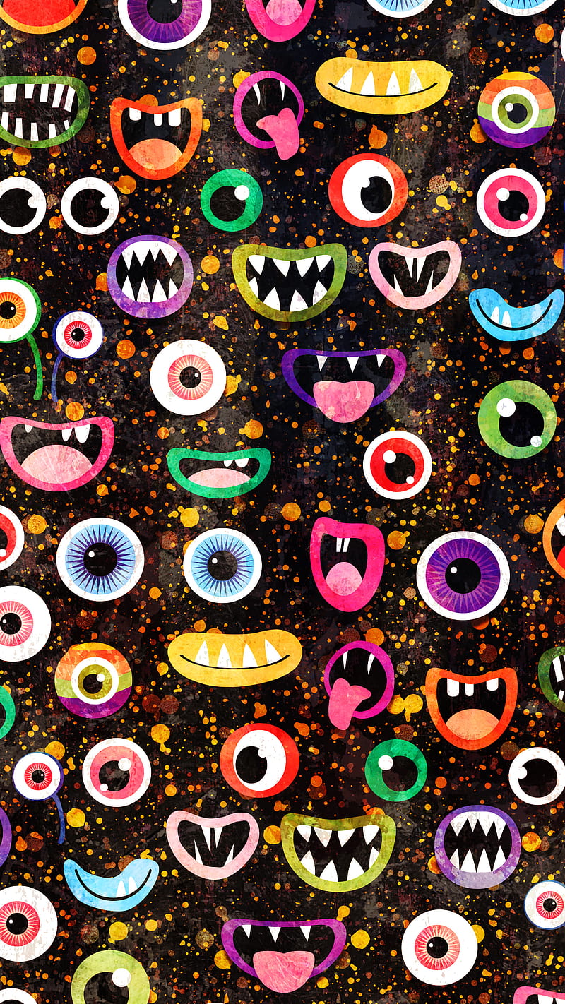Funny Monster Mouths, Adoxali, Halloween, alien, animal, beast, cartoon, colorful, cool, creature, creepy, cute, emotion, expression, eyes, face, fantasy, happy, illustration, laughing, lip, mouth, open, scary, silly, smile, smiling, space, spooky, tongue, tooth, trick or treat, ugly, HD phone wallpaper
