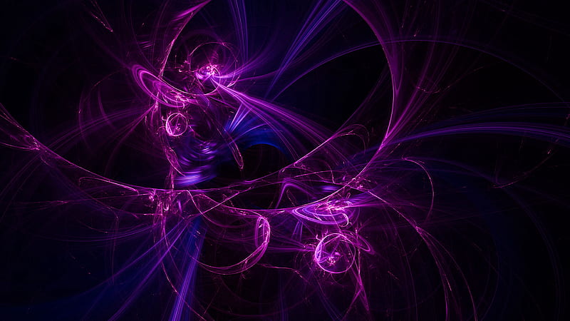 fractal, rays, radiation, purple, abstraction, HD wallpaper