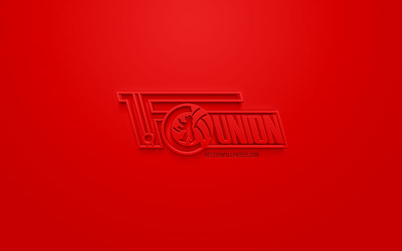 FC Union Berlin, creative 3D logo, red background, 3d emblem, German football club, Bundesliga 2, Berlin, Germany, 3d art, football, stylish 3d logo, HD wallpaper
