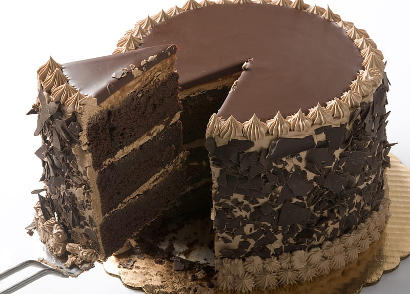 Nice Chocolate Cake, cake, delicious, chocolate, layers, frosting, smooth, sweet, dessert, texture, creamy, HD wallpaper