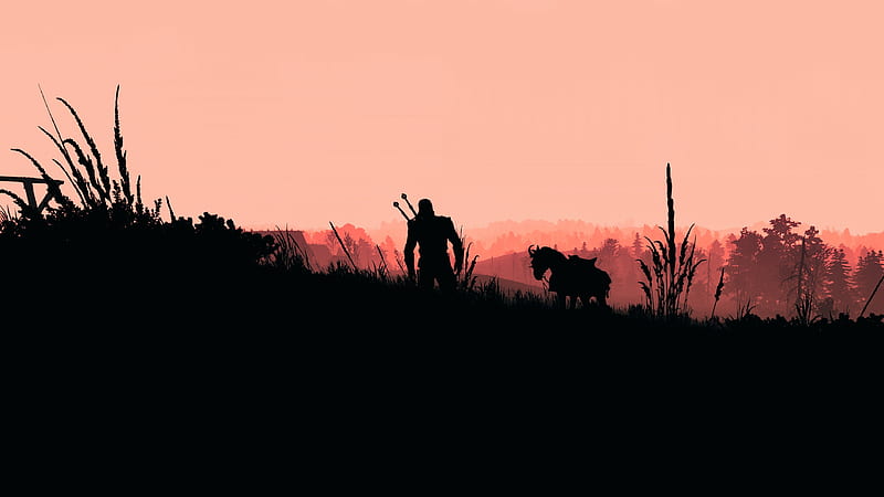 Geralt of Rivia Silhouette, HD wallpaper