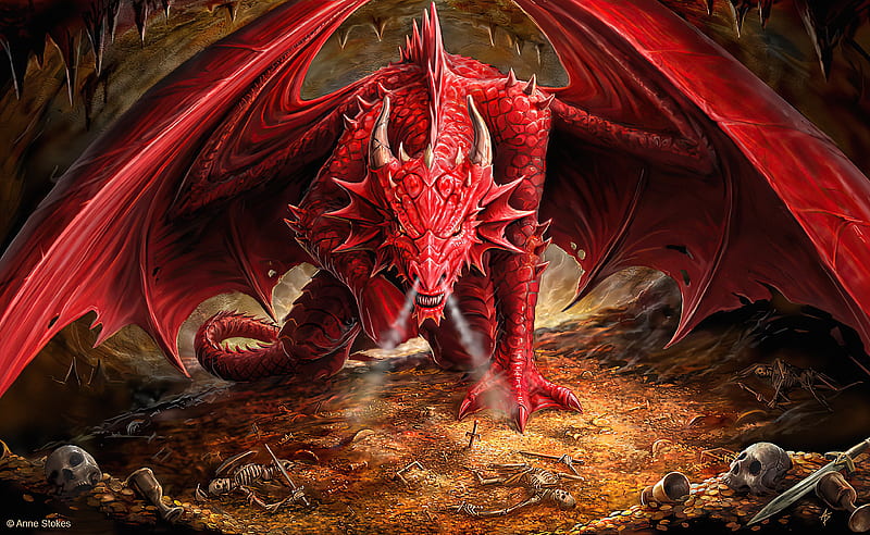 Red Liar Dragon , dragon, artist, artwork, digital-art, HD wallpaper