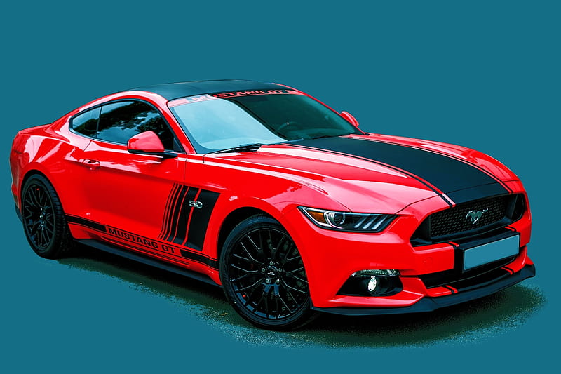 Ford Mustang GT, mustang, red, gt, car, ford, racing, esports, HD wallpaper