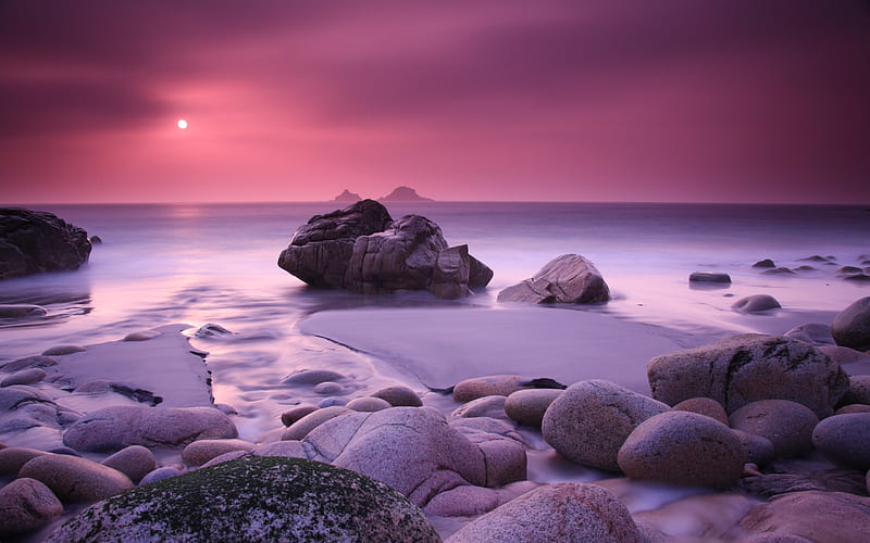 Beach rocks sunset-Perfect Scenery, HD wallpaper