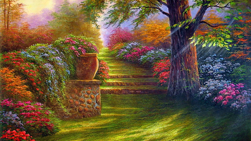 Garden, English Flower Garden, HD wallpaper
