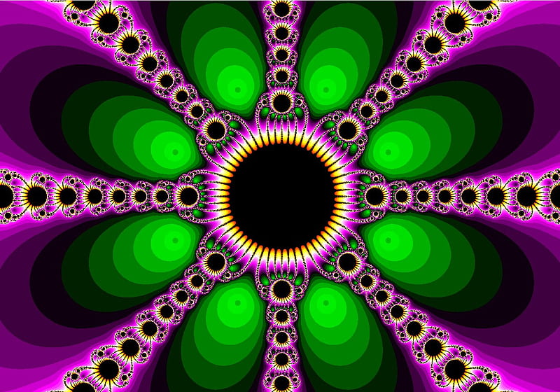 8 DIMENSIONS, 3d, green, fractal, abstarct, pink, HD wallpaper