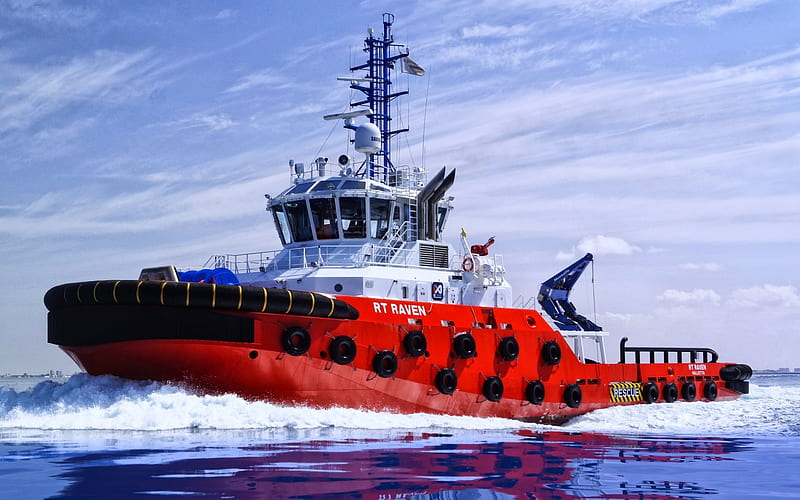 RT RAVEN, vessel, tug, port, auxiliary vessel, HD wallpaper