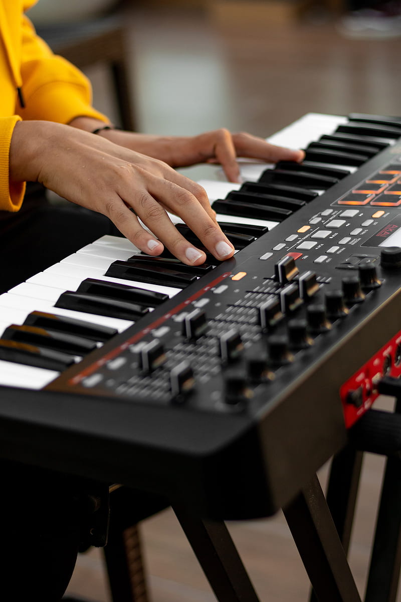 synthesizer, keys, hands, musical instrument, music, HD phone wallpaper